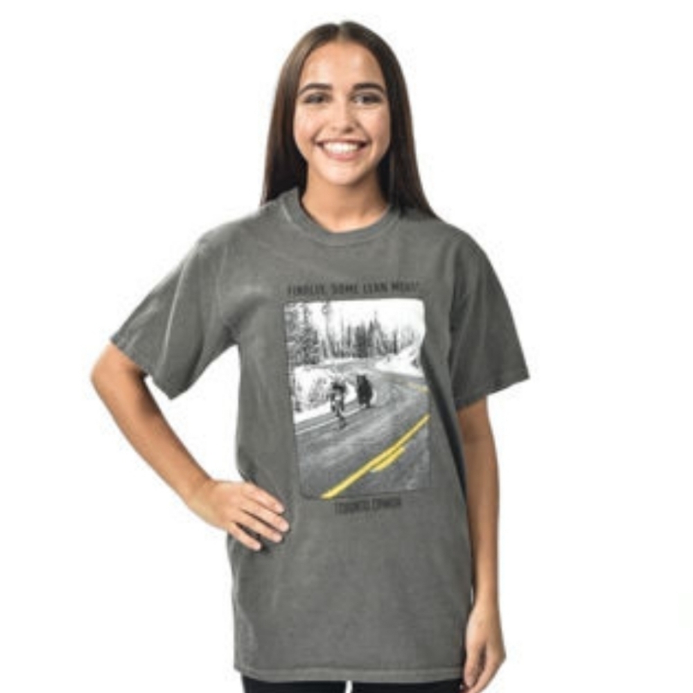FERNIE CANADA "Finally Some Lean Meat!" Cyclist and Bear Novelty T-shirt, Unisex